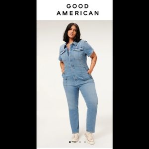 NWT Good American Fit For Success Denim Jumpsuit